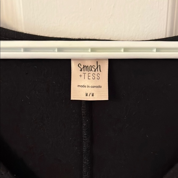 Black Short Sleeve Relaxed Fit Crew Neck shorts romper - Picture 2 of 3